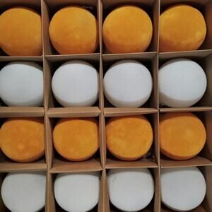 16‑PK Felt‑Wrapped Christmas Balls – 3" – Orange & White – Hard Shell w/ Hooks